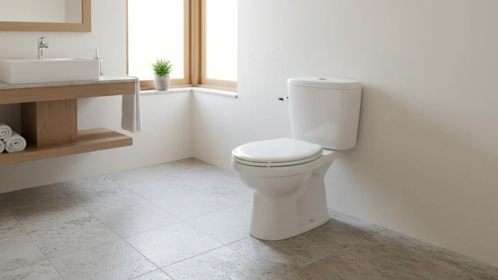Baño reformado tras cambiar un inodoro en Cuba