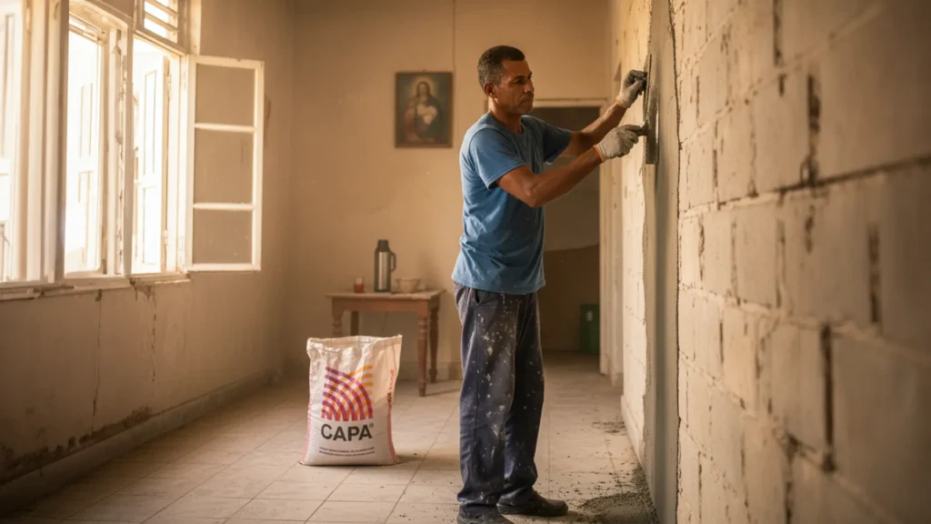 Aplicación de cemento en clima tropical en una obra en Cuba con productos CAPA